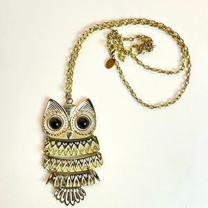 Owl necklace from Claire’s EUC Long 70s style Gold chain 32”